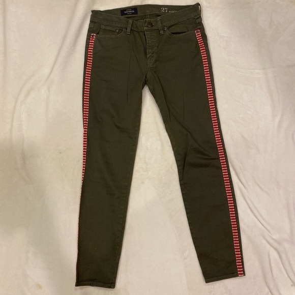 J. Crew Olive Green Pants with Red Detailing - Picture 1 of 3